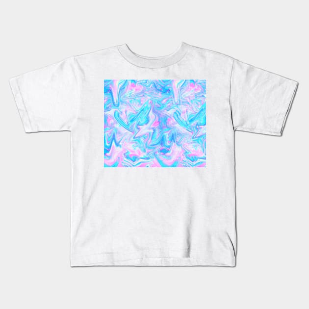 Pink Sky Blue Holographic Pattern Kids T-Shirt by saradaboru